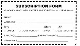 Quickie Newsletter Subscription Form